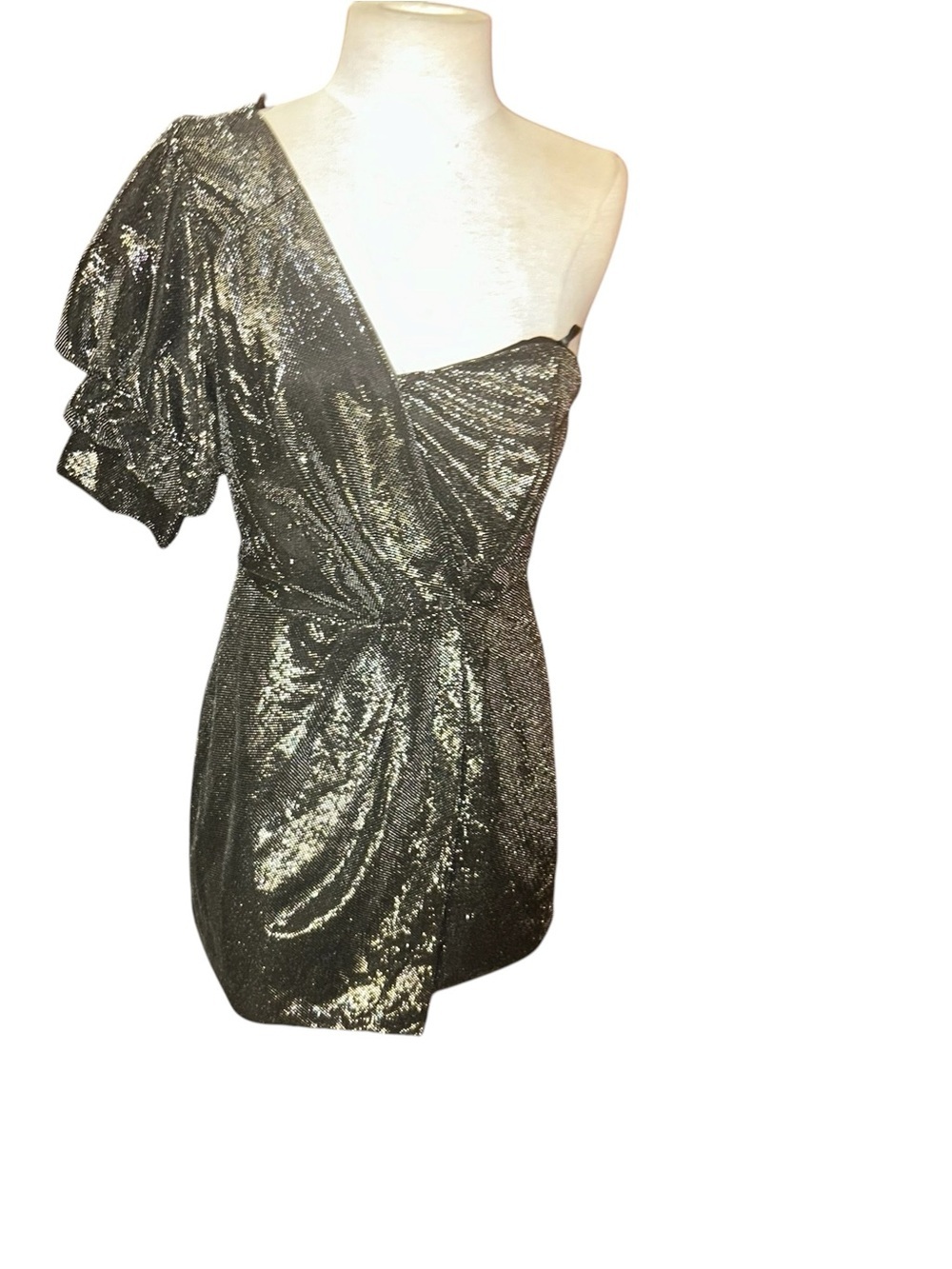 DO+BE Women's silver One Shoulder Ruffle Cocktail Party Dress Size M